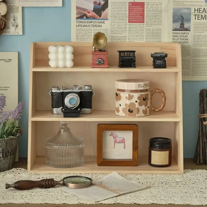 Solid Wood Cosmetics Storage Rack Multifunctional Organizer Desktop Cup Sample Storage Box Multi-layer Wooden Retro Storage Rack