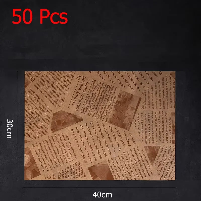 50 Pcs Parchment Paper Sheets Sandwich Wrap Wax Paper Deli Wax Paper Sheets Grease Resistant Tray Basket Liners Newsprint Paper