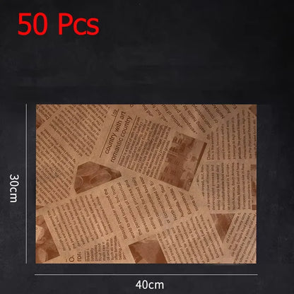 50 Pcs Parchment Paper Sheets Sandwich Wrap Wax Paper Deli Wax Paper Sheets Grease Resistant Tray Basket Liners Newsprint Paper