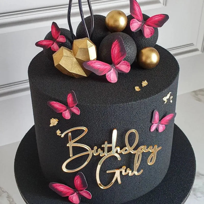 New Happy Birthday Cake Toppers Gold Acrylic Birthday girl Kids Birthday Party Cake Topper Dessert Decoration Baby Shower Gift