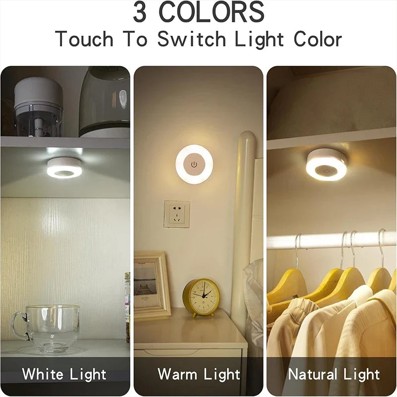 Stick Tap Push Touch Lamp Portable Lamps LED Night Light 3 Color Dimmable USB Rechargeable Battery