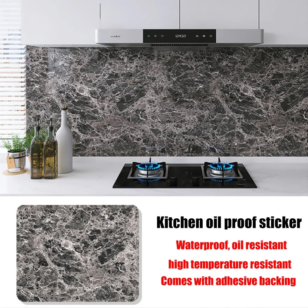 40cm New Marble Kitchen Oil-proof Wall Stickers Self-adhesive Stain-resistant High Temperature Kitchen Wallpaper Home Decorative