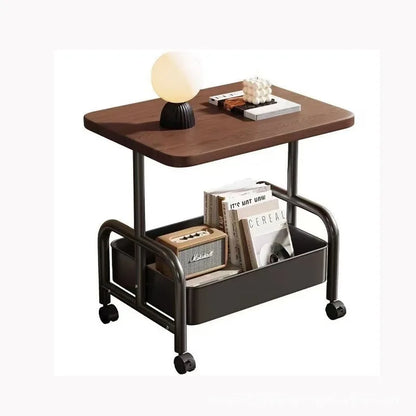 Two Tier Rolling Nightstand Bedside Cabinet Storage Drawer Wheels Small Space Living Room Bedroom Sofa Side Table Bed Table
