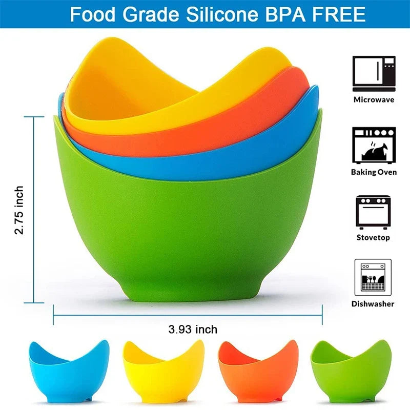 4Pc Silicone Egg Poacher Cups with Ring Standers Nonstick Egg Poaching Cups for Air Fryer Baking Oven Stovetop Egg Cooking YY103