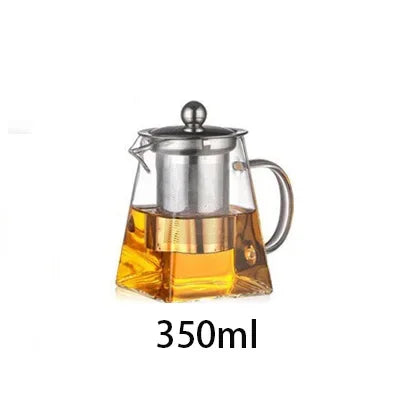 350/550/750ML Glass Teapot with Strainer Transparent Four Sided Fair Cup Glass Teapot Office Household Summer Winter Drinkware