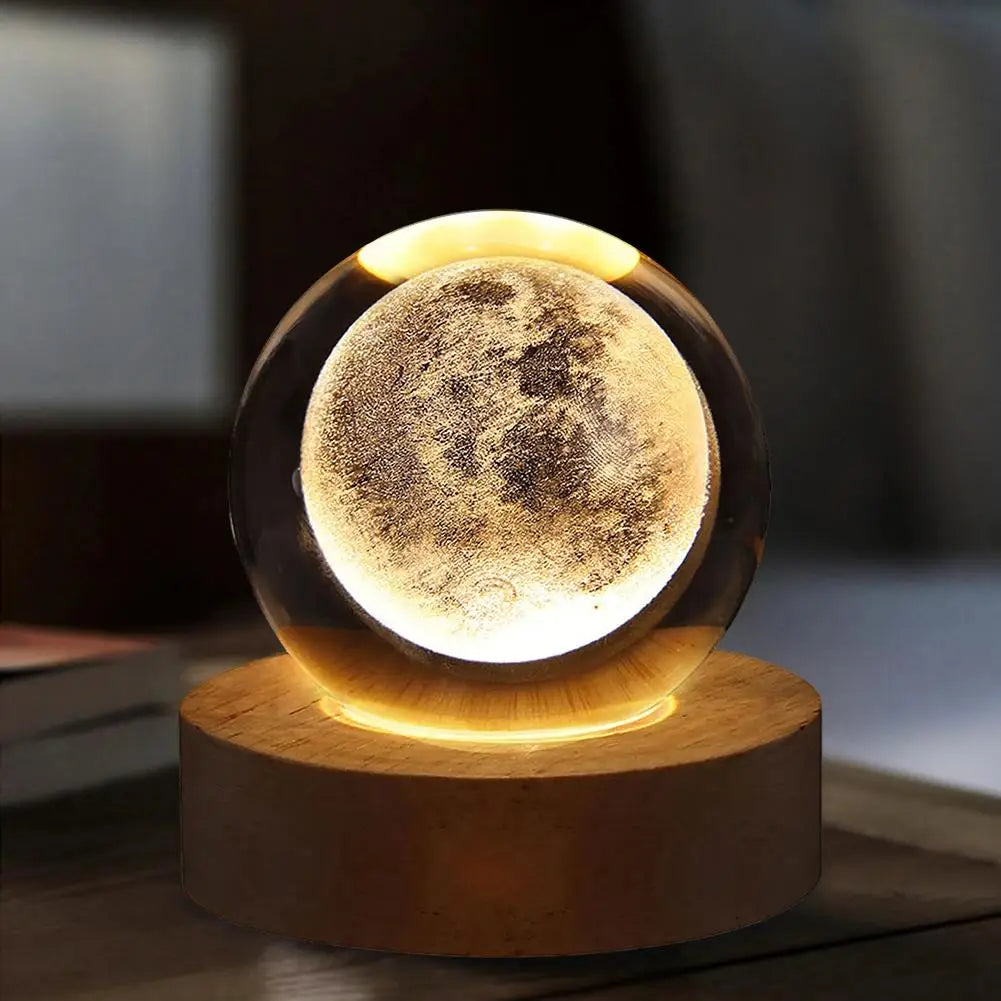 3D Crystal Lights Lamp RGB Glowing Planetary Galaxy Night Light Crystal Ball Night Lights Bedside Home Decor Christmas Gift