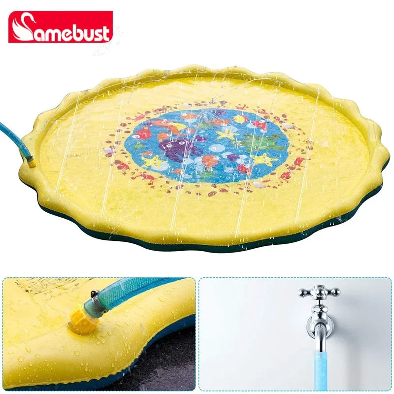 Children Play Spray Mat 100/170cm Beach Inflatable Water Sprinkler Pad Outdoor Game Toy Lawn Swimming Pool Mat Kids Toys