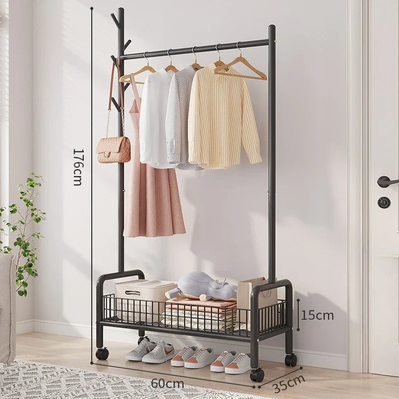 Foldable Standing Coat Rack Clothes Hanger Floor Coat Stand Portable Collapsible Organizer Bedroom Balcony Entryway Hall