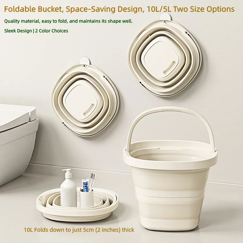 10L Collapsible Water Bucket with Handle Portable Foldable Pail for Fishing, Camping Travel, Easy Storage for Outdoor Daily Use