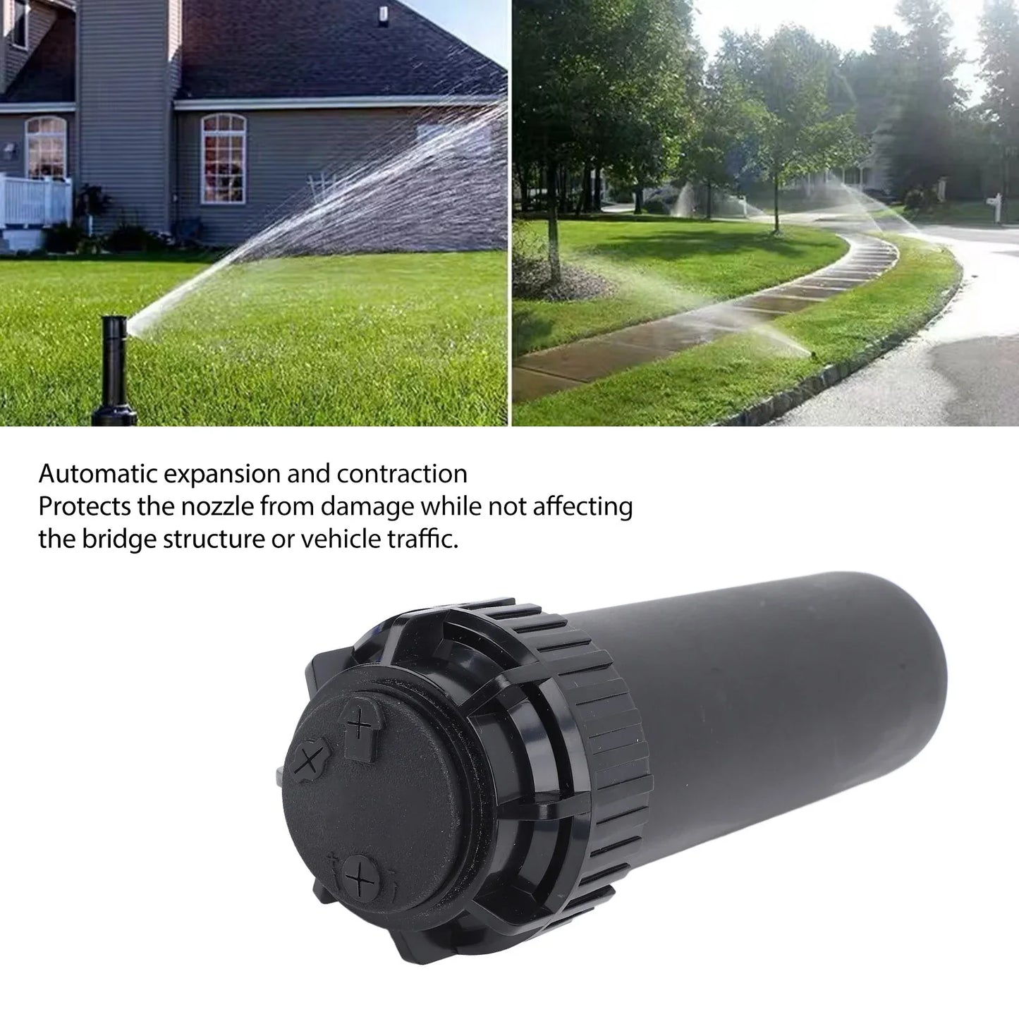 Telescopic Sprinkler Buried Retractable Sprinkler G3/4 Female Threaded Interface Plastic 40°‑360° Adjustable for Lawn