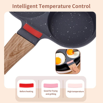 Non Stick 4-Cup Egg Frying Pan with flipping Lid Aluminum Pancake Egg Cooker with Spatula and Brush Burgers Omelet Cooking Pan