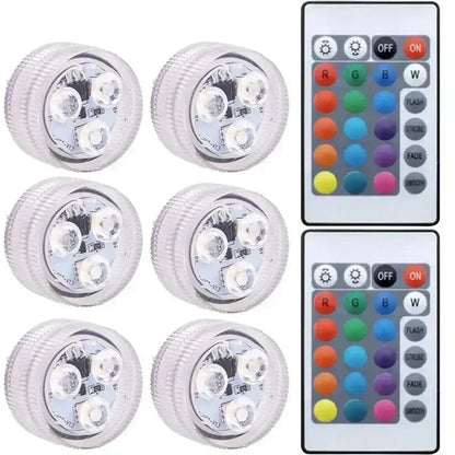 Submersible LED Light with Remote Pool Lights for Party Event Waterproof Tea Lamp for Vase Fishtank Wedding Halloween Christmas