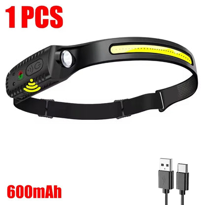 1-10PCS LED Sensor Headlamp Built-in Battery USB Rechargeable Head Flashlight Headlight Head Torch Camping Fishing Search Light
