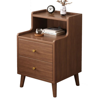 Modern New Chinese Style Nightstand - Narrow Solid Wood Bedside Table with Storage Drawer, Minimalist Bedroom Furniture