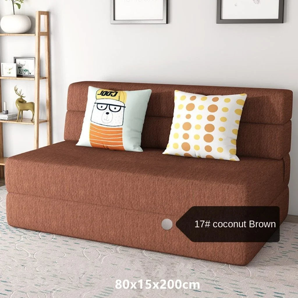 Folding sofa bed dual-purpose small apartment living room bedroom tatami rental house lazy sofa accompanying bed anti-fall pad