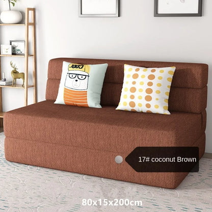 Folding sofa bed dual-purpose small apartment living room bedroom tatami rental house lazy sofa accompanying bed anti-fall pad