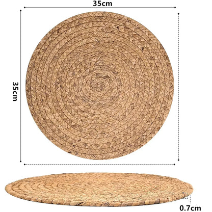 Round Woven Placemat Boho Rattan Placemats Natural Water Hyacinth Placemat Farmhouse Weave Place Mats Braided Wicker Table Mats