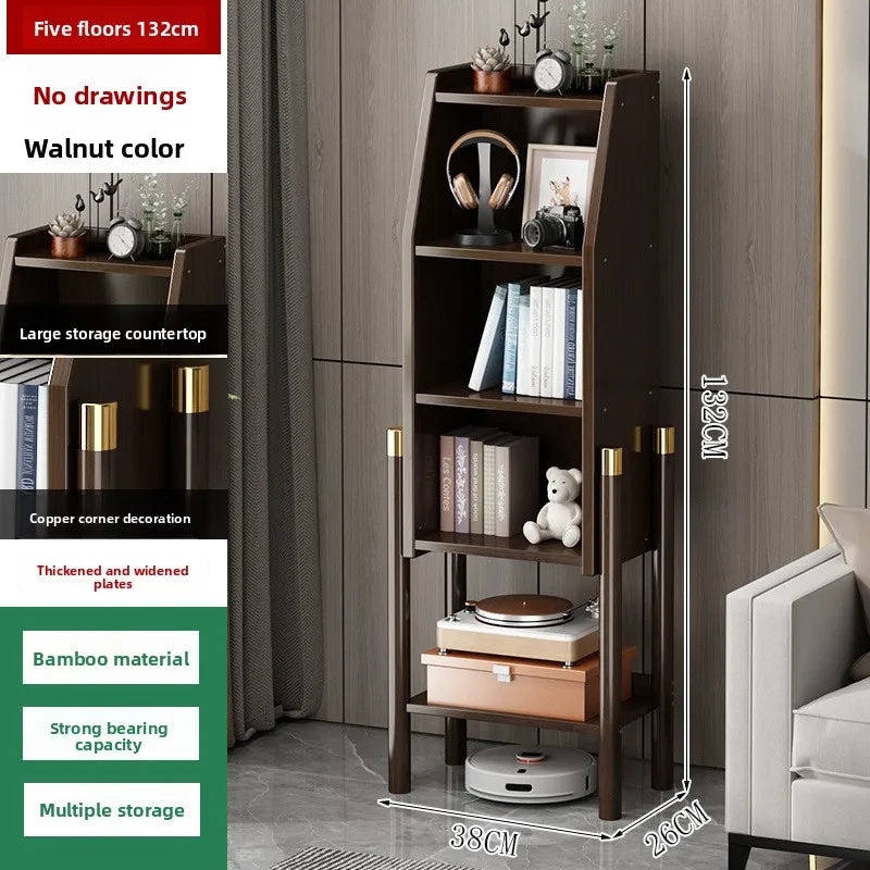 Bookshelf Shelf Floor-to-ceiling bookcase Simple living room wall locker Corner cabinet TV side cabinet Display cabinet Bamboo