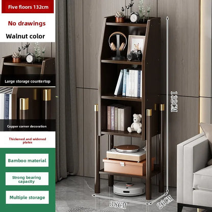 Bookshelf Shelf Floor-to-ceiling bookcase Simple living room wall locker Corner cabinet TV side cabinet Display cabinet Bamboo