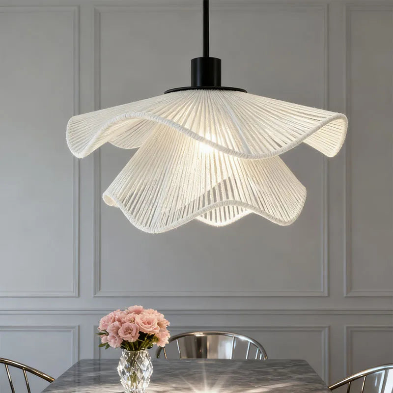 Rattan Flower pendant Lamp LED Chandelier Home Decoration Living Room Dining Indoor Bedroom Bedside Height Adjustable