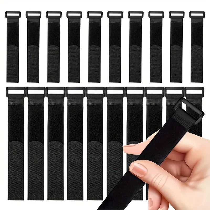 Reusable Hook & Loop Cable Ties - Adjustable Nylon Wire Fastener Straps for Securing Cord Management, Organizer DIY Cinch Straps