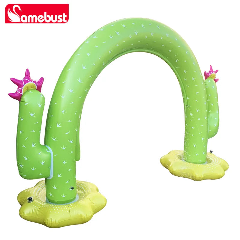 Camebust Spray Mat Pool Wave Children's Water Mat Outdoor Lawn Garden Sprinkler Water Mat Cactus Inflatable Pool Game Toy