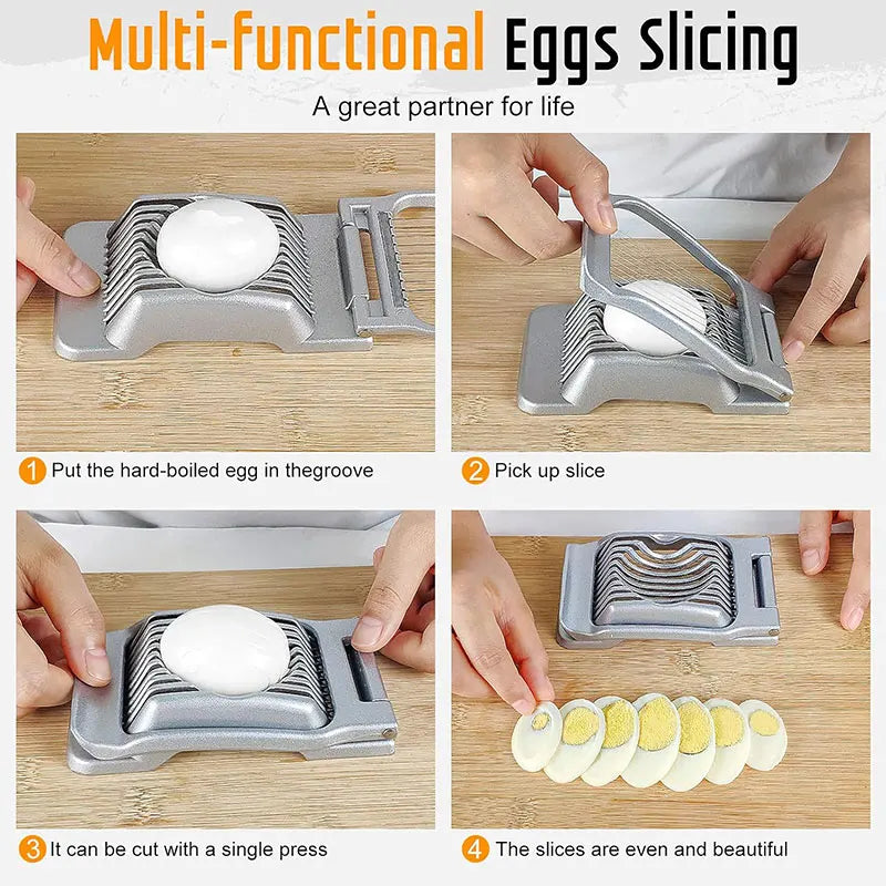 Heavy Duty Aluminium Egg Slicer for Hard Boiled Eggs Strawberry Slicer Stainless Steel Wire Multi Egg Dicer for Soft Fruit