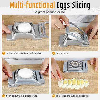 Heavy Duty Aluminium Egg Slicer for Hard Boiled Eggs Strawberry Slicer Stainless Steel Wire Multi Egg Dicer for Soft Fruit