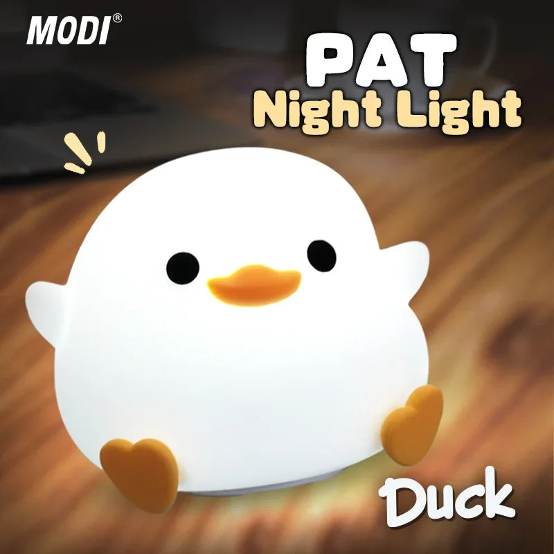 GGbingo Rechargeable Night Light LED Cartoon Animal Silicone Lamp for Kids Touch Sensor Timer USB Children's Room Dec