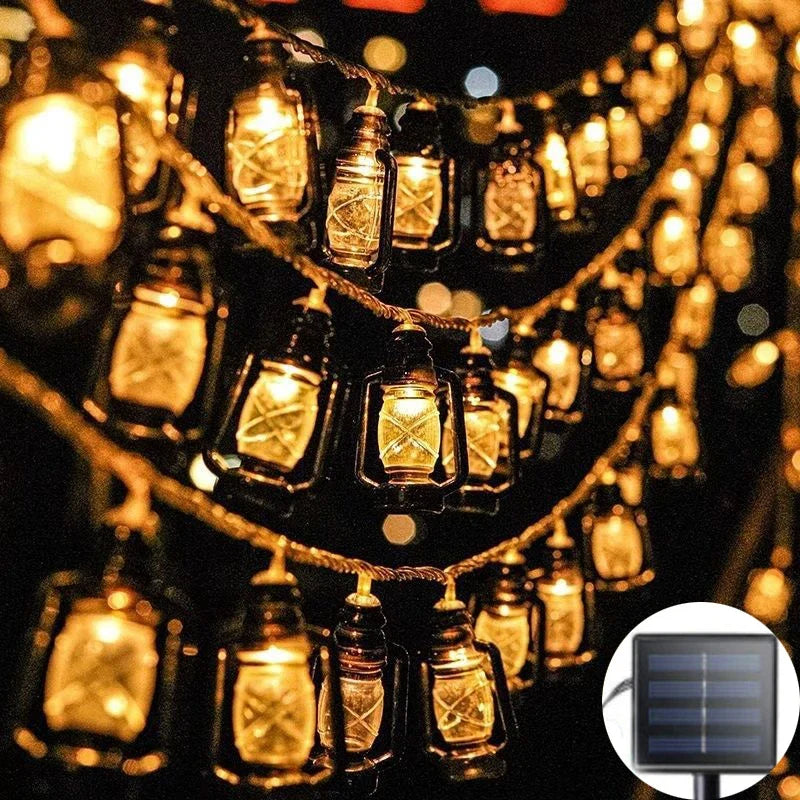 LED Solar Lamp String Lantern Bottle Retro Light String Christmas Decoration Lamp Garden Atmosphere Light Outdoor Camping Light