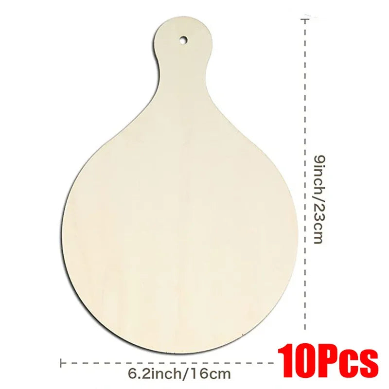 3/6/10Pcs Wooden Cutting Board Craft with Handle Wooden Chopping Board Unfinished Round Charcuterie Cheese Boards for Christmas
