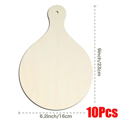 3/6/10Pcs Wooden Cutting Board Craft with Handle Wooden Chopping Board Unfinished Round Charcuterie Cheese Boards for Christmas