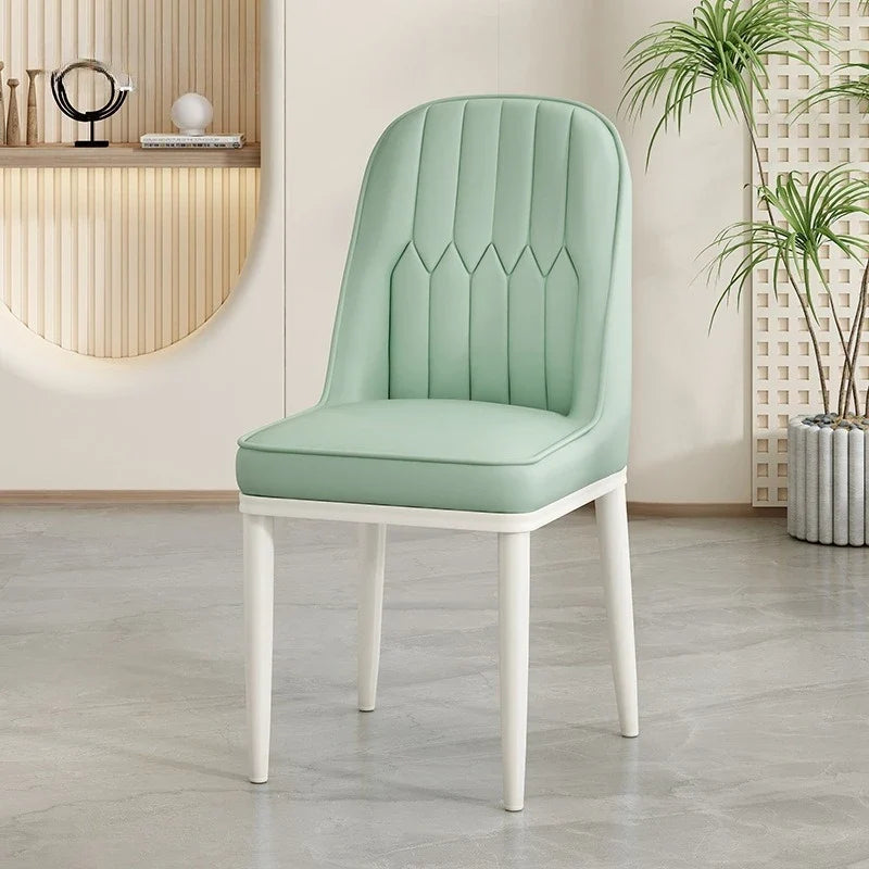 Modern Upholstered Padded Creamy Dining Chair Soft High Back Minimalist Kitchen Dining Cafe Hotel Stool Home House Furniture