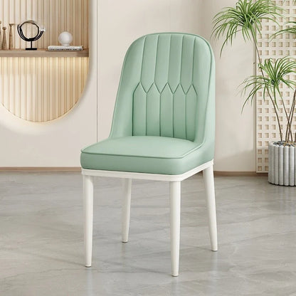 Modern Upholstered Padded Creamy Dining Chair Soft High Back Minimalist Kitchen Dining Cafe Hotel Stool Home House Furniture