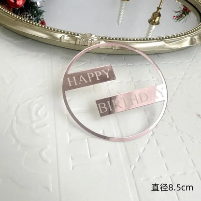 New Happy Birthday Cake Toppers Gold Acrylic Birthday girl Kids Birthday Party Cake Topper Dessert Decoration Baby Shower Gift