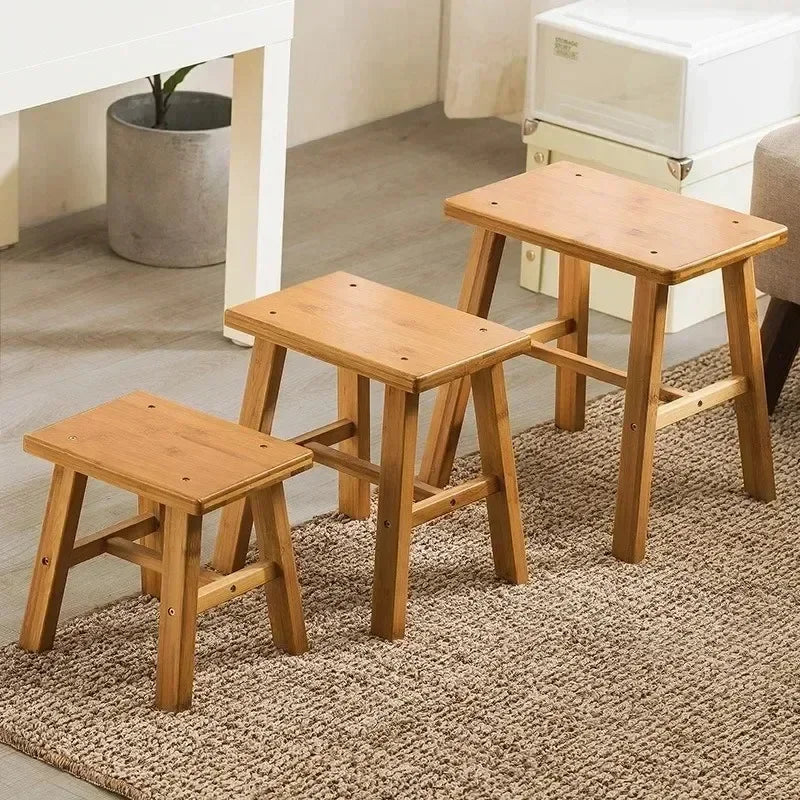 Thickened Nanzhu Mazar Stool Wooden Bench Small Stool Short Household Bathroom Portable and Simple