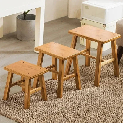 Thickened Nanzhu Mazar Stool Wooden Bench Small Stool Short Household Bathroom Portable and Simple