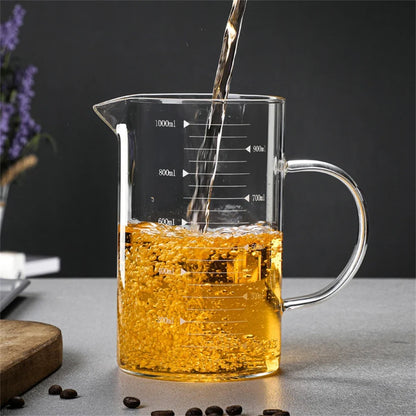 1pcs Glass Measuring Cup With Handle 250/350/500/1000ml High Borosilicate Glass Milk Coffe Measuring Mug Heat-resistant Cup