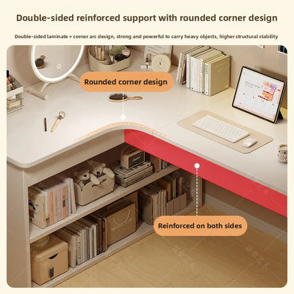 Computer desk Desktop Home bedroom Bookshelf Integrated student learning to write Corner Multifunctional office desk