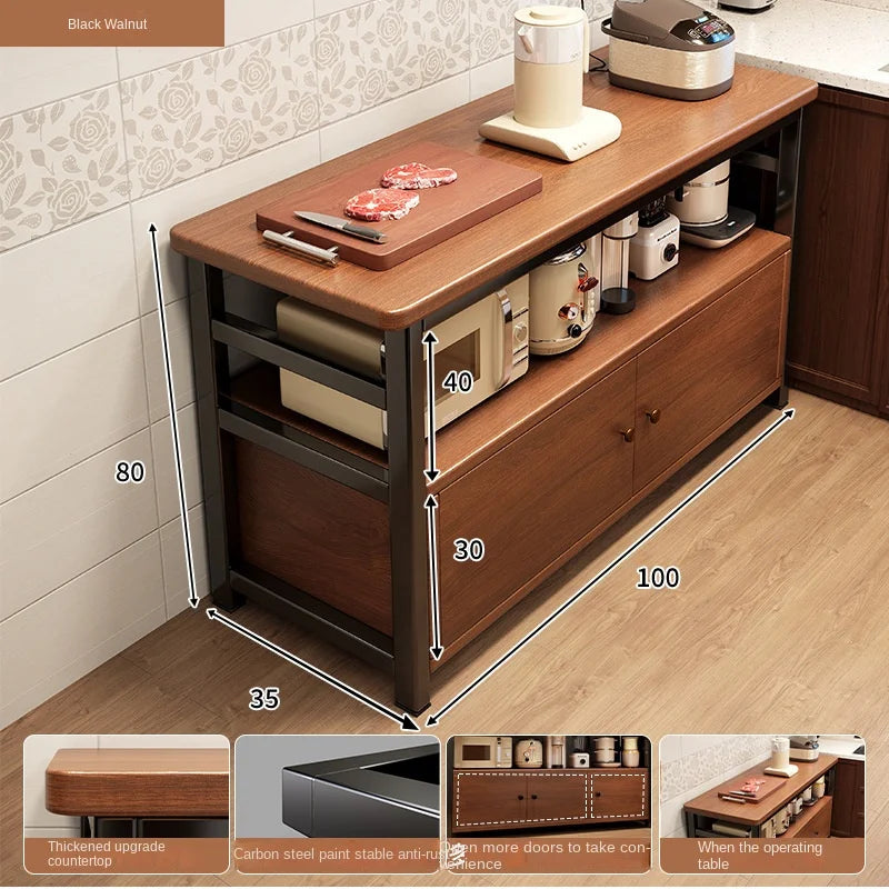 Multifunctional kitchen storage rack, sideboard cabinet, floor-standing wall table, workbench, cookware and bowl storage cabinet
