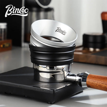 Bincoo Universal Portafilter Dosing Ring, 3.2cm Anti-Spill Aluminum Funnel with Strong Magnets Fits 51mm and 58mm Coffee Handles