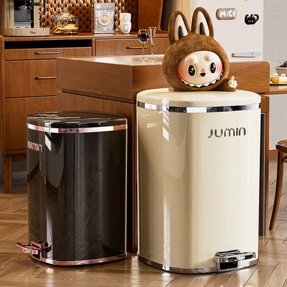 20L Luxury Large Plastic Pedal Trash Can Lidded Hands Free Step Garbage Bin Kitchen Bathroom Bedroom Living Room Garbage Bin