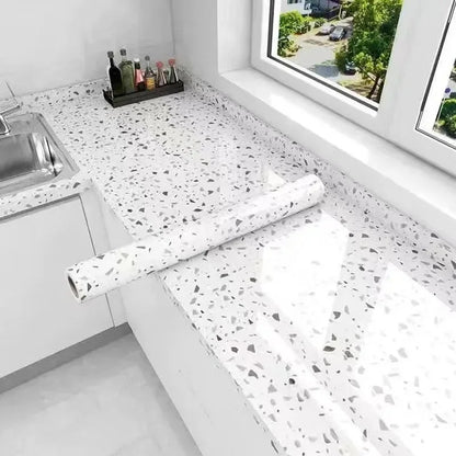40cm New Marble Kitchen Oil-proof Wall Stickers Self-adhesive Stain-resistant High Temperature Kitchen Wallpaper Home Decorative