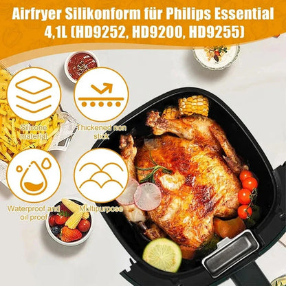 Silicone Air Fryer Mould for for Philips HD9252 HD9200 HD9255 Air Fryer Accessories 4-5L Airfryer Compatibility