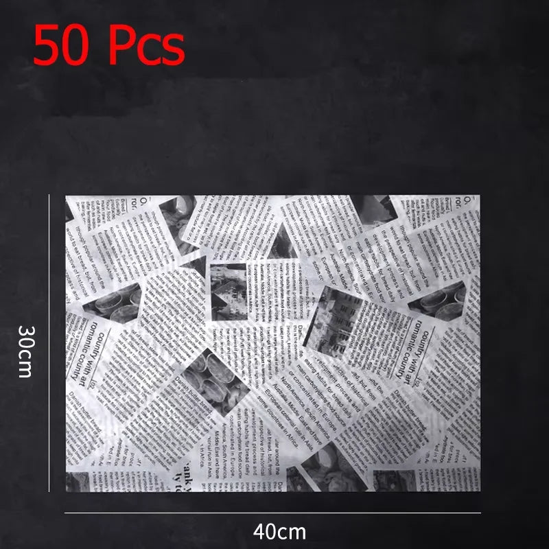 50 Pcs Parchment Paper Sheets Sandwich Wrap Wax Paper Deli Wax Paper Sheets Grease Resistant Tray Basket Liners Newsprint Paper