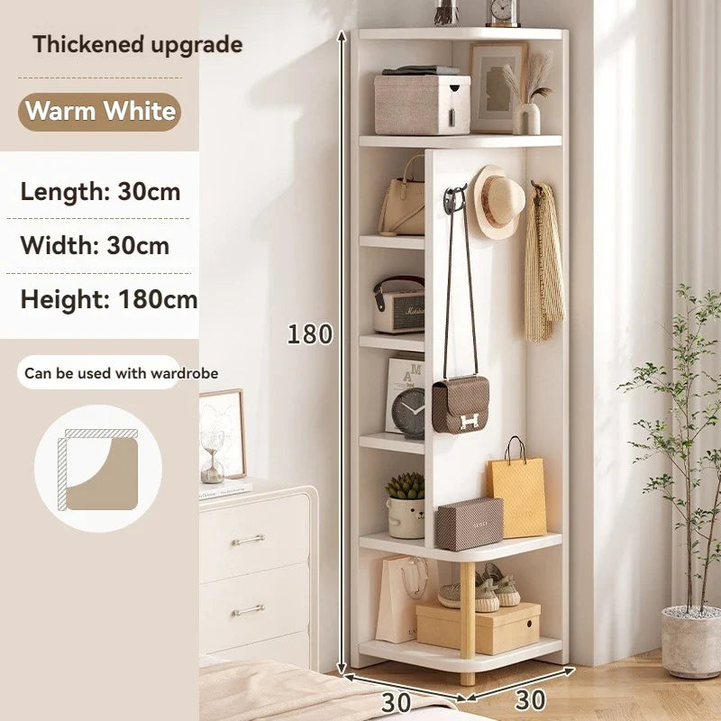 Corner storage cabinet for home use, simple foyer, coat rack, corner wall display cabinet, floor standing bookshelf, bedroom sid