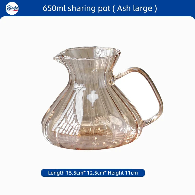 Bincoo 500ml / 600ml Glass Hand Drip Coffee Pot Carafe Share Pot Pour Over Coffee Server Drip Coffee Pot