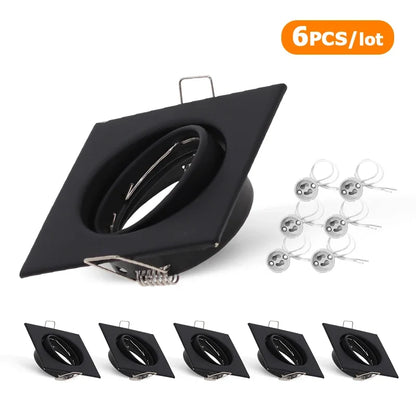 Square LED Recessed Ceiling Light Fitting Fixture for Spot light Adjustable Frame MR16 GU10 Bulb Fixture Downlight Holder
