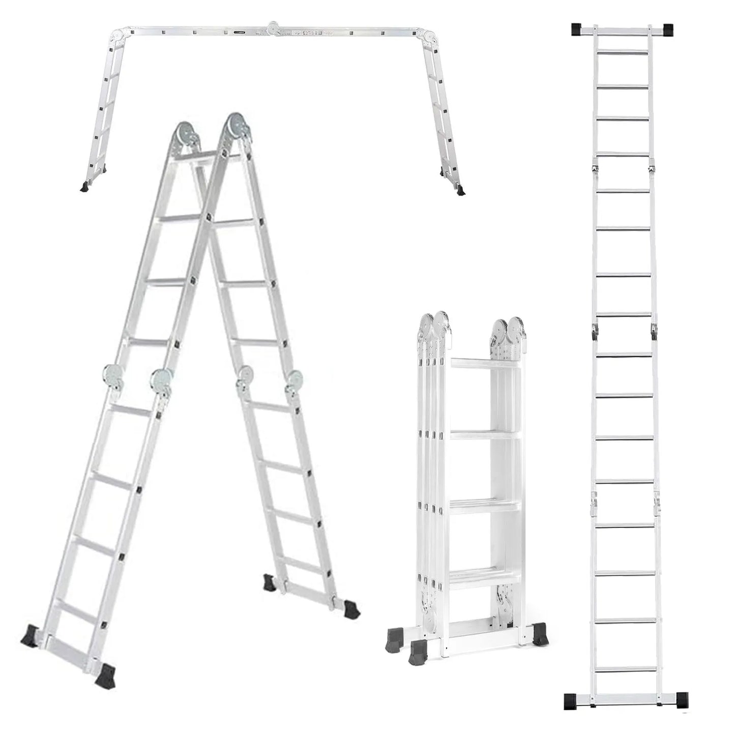 Multi-Position Aluminum Folding Ladder, 18.5 inch, Adjustable Height, Heavy Duty