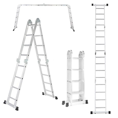 Multi-Position Aluminum Folding Ladder, 18.5 inch, Adjustable Height, Heavy Duty